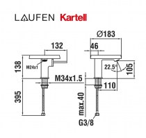 MEDIDAS MONOMANDO LAVABO KARTELL LAUFEN